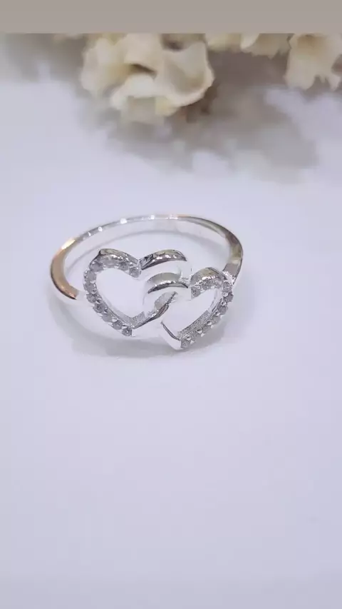Anillo plata doble corazones