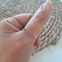 Anillo Zigzag Strass Plata