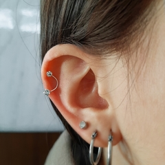 Earcuff Doble Cubic Plata