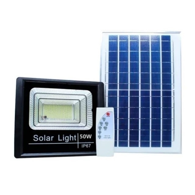 Refletor Led Solar 50w Holofote a Bateria Prova Dágua Controle Remoto