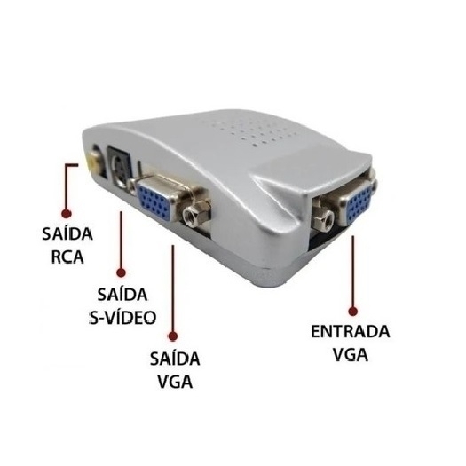 Conversor Video Vga para Rca Av ou para S-Video Adaptador Imagem para TV  Monitor Notebook