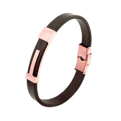 Bracelete Couro black/Rosê