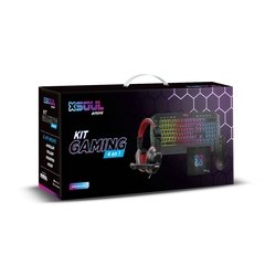 KIT GAMER TECLADO MOUSE AURICULAR Y MOUSEPAD SOUL GAMING 4 EN 1 - comprar online