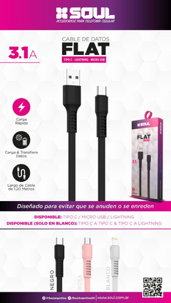 CABLE CARGADOR USB SOUL FLAT 3.1 LIGHTNING