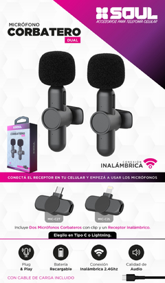 MICRÓFONO CORBATERO INALÁMBRICO SOUL X2 MIC-C2