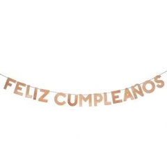 Banner Banderin Feliz Cumpleaños Rosa Gold Glitter x 220cm