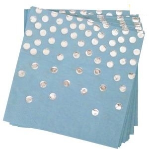 Servilleta de Papel Celeste Lunares Plateados X 12 Unidades