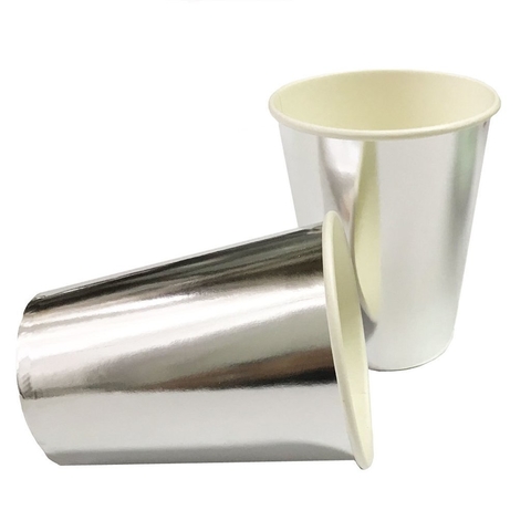 Vaso Polipapel Plateado x 6 unidades