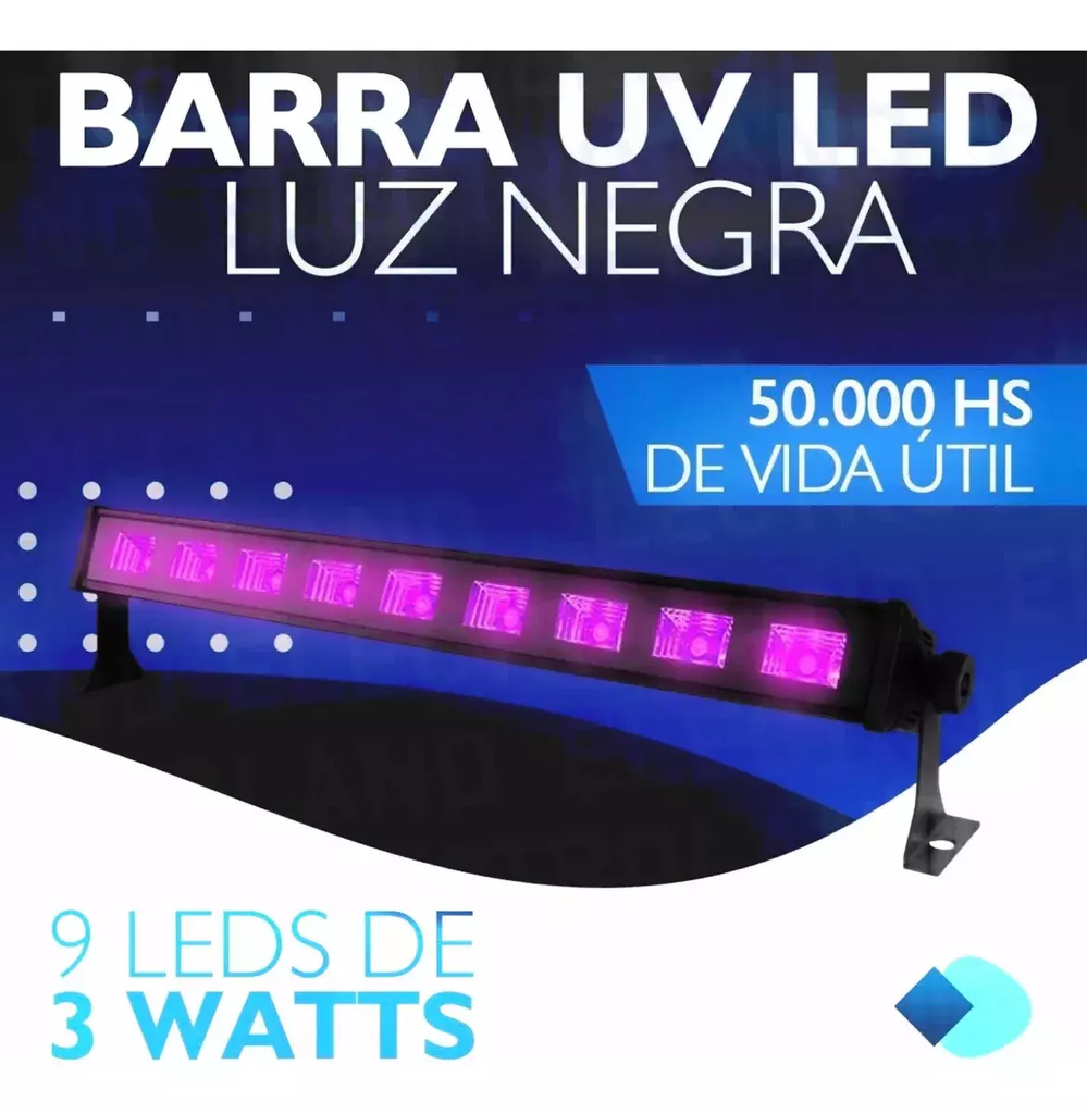 Barra Luz Negra Uv Lampara Ultravioleta Efectos Fiestas 9x3w