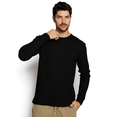 Waffle Thermal Tee Negro - comprar online