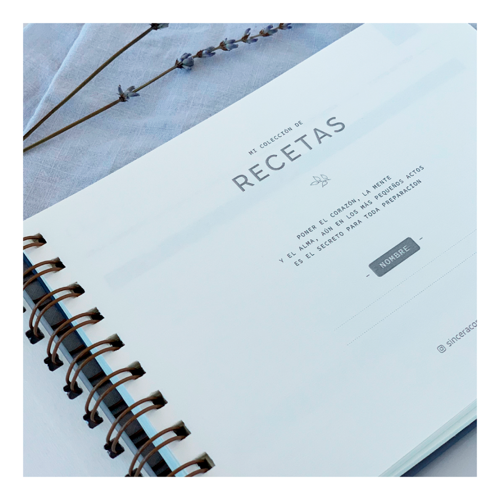 Cuaderno Recetas - Comprar en Sincera Cortesía