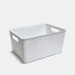 Rattan rectangular blanco