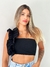 Cropped Babado Alça Preto Sofia - comprar online