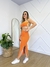 Vestido Midi Canelado Recorte Laranja Debora - comprar online