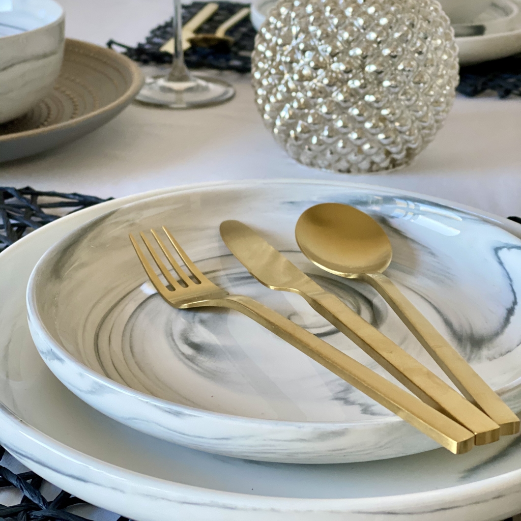 Set X6 Platos Postre de Ceramica Linea Carrara