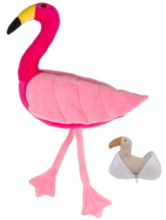 Flamingo grávida com 1 filhote-bichos de pano