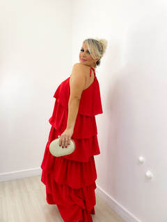 vestido longo babados VERMELHO - comprar online