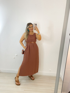 vestido sara li MARROM