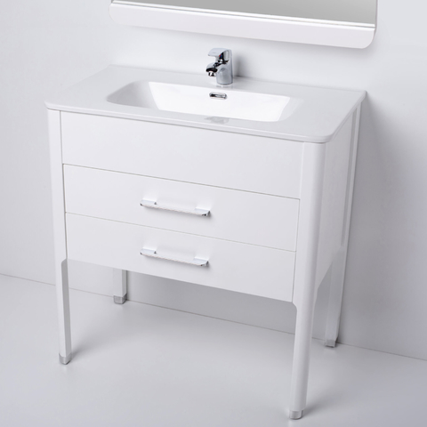 Vanitory Mueble Baño Campi Curve 100 Blanco Con Mesada Loza 1 Orificio