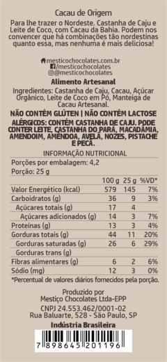 Castanha de Caju + Chocolate 58% ao Leite de Coco - comprar online