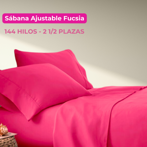 SÁBANA AJUSTABLE 144 HILOS - 2 1/2 PL FUCSIA
