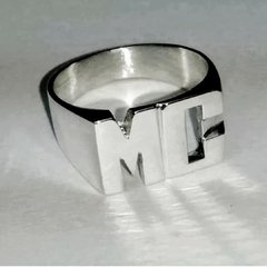 Anillo sello con 2 iniciales plata Del Plata