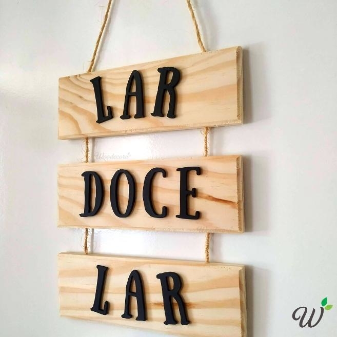Woodecora | Placa Tripla Decorativa em madeira Lar Doce Lar