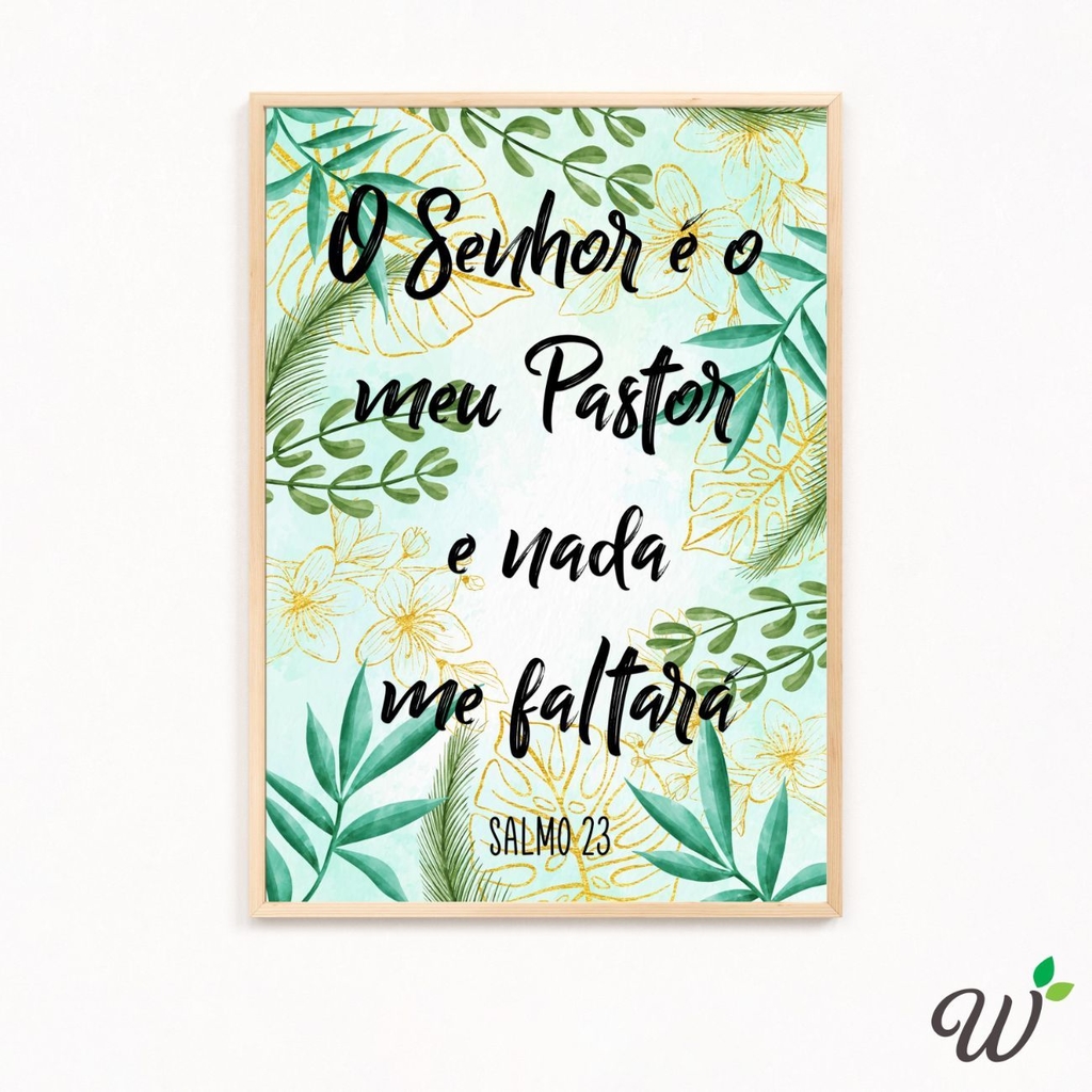 Quadro Decorativo Evangélico Salmo 23 Vinho e Dourado SKU QFG110