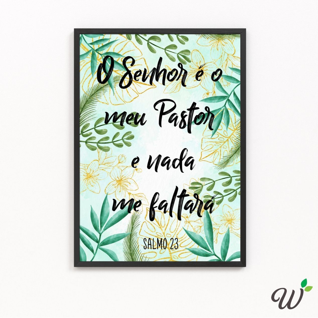 Quadro Decorativo Evangélico Salmo 23 Vinho e Dourado SKU QFG110