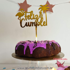 CAKE TOPPER FELIZ CUMPLE TROPICAL