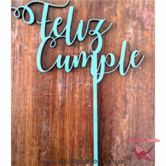 CAKE TOPPER FELIZ CUMPLE CURSIVA CON RULO - tienda online