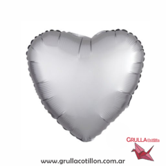 GLOBO CORAZÓN SATINADO PLATEADO 18"