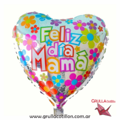 GLOBO FELIZ DIA MAMÁ FLORES COLORES 18"