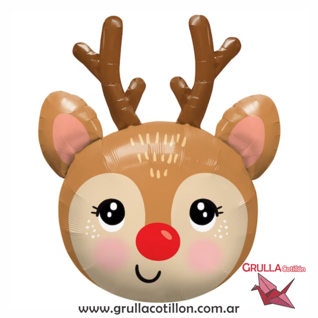 GLOBO CABEZA RENO NAVIDAD 60 cm. GRULLA COTILLÓN
