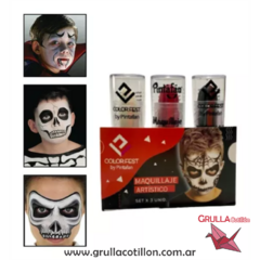 SET 3 LABIALES HALLOWEEN (BLANCO - NEGRO - ROJO)