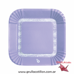 PLATO CUADRADO LILA PASTEL x8