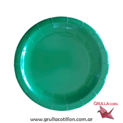 PLATO REDONDO VERDE LISO x8