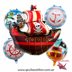 SET 5 GLOBOS BARCO PIRATA