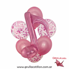 SET 7 GLOBOS NOTA MUSICAL ROSA