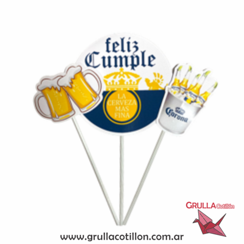 CAKE TOPPER x3 - CERVEZA CORONA