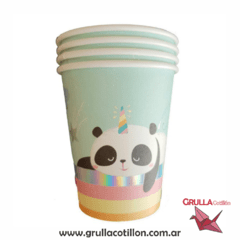 VASO PANDA Y ARCOIRIS x 6 unidades