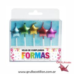 VELAS ESTRELLAS METALIZADAS X 5unidades