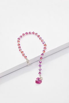 Pulsera con piedra rosa y dije