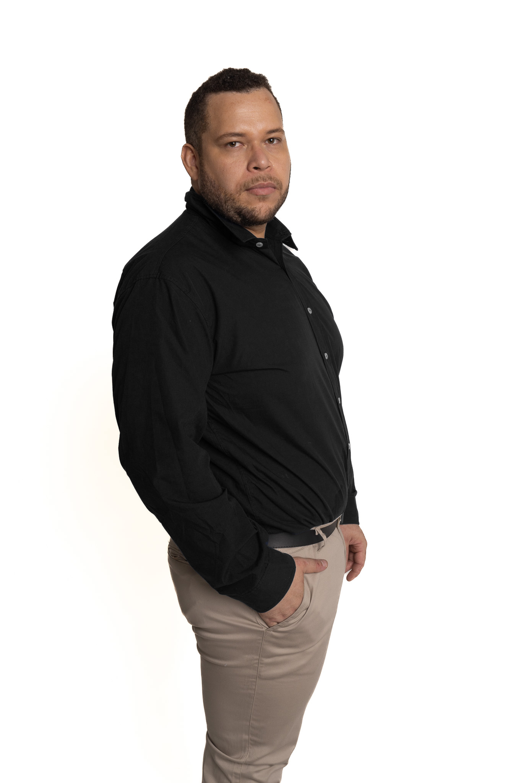 Camisa clasica negra talles especiales