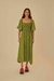 Vestido Mangas Franzido Verde Figueira FARM - Inverno 2024 - comprar online