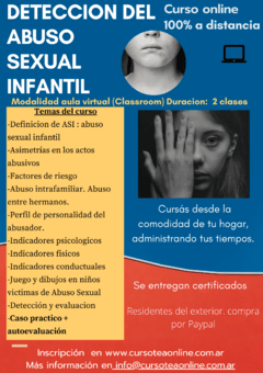 Curso "Indicadores y Detección Precoz del Abuso Sexual Infantil" - Cursos TEA Online TEA Autismo Psicologia