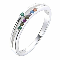 anillo doble con piedras multicolor