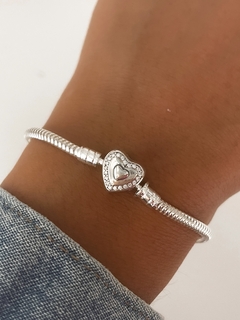 pulsera corazon liso y con piedras - comprar online