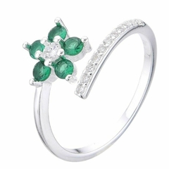 anillo abierto flor verde
