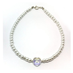 Pulsera perlas y corazón cristal